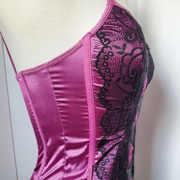 Victoria Secret Pink Magenta Black Lace Bustier Top - Picture 2 of 7